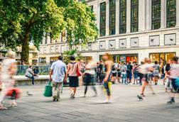 Shoppers on a busy day on the high street