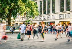 Shoppers on a busy day on the high street